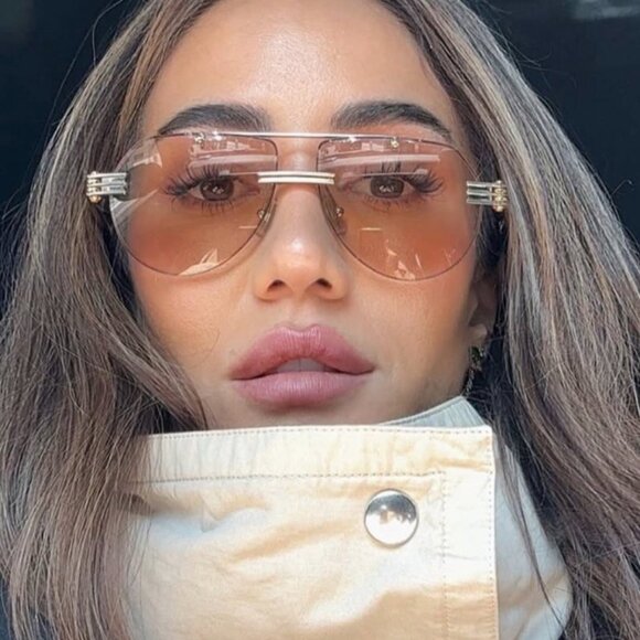 Bottega Veneta BV1342S 002 Aviator Sunglasses - Silver Gold\Brown